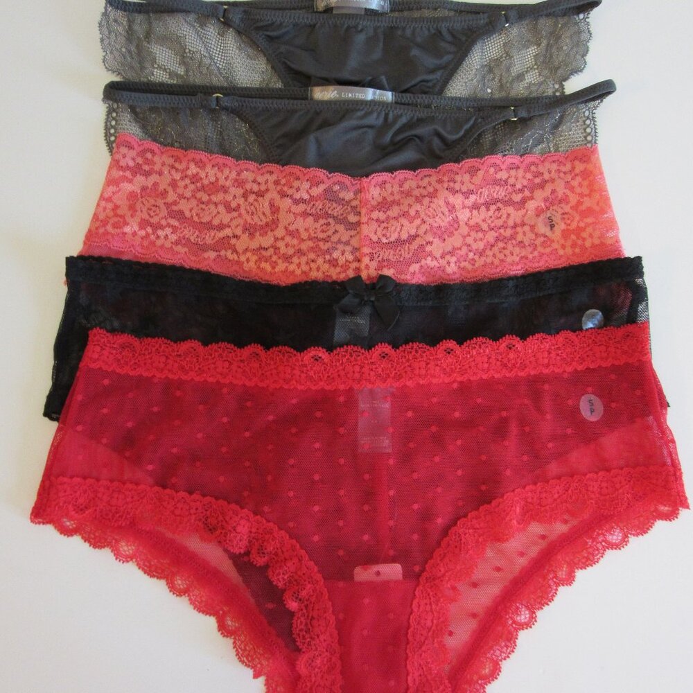 AERIE Lot of 5 Hipster Lace Panties Size S NWT Red/Black/Pink